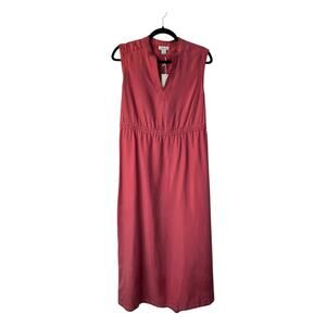 Sundance Sleeveless Midi Dress Size 4 Drawstring Waist Cut-Out Back Pink Coral